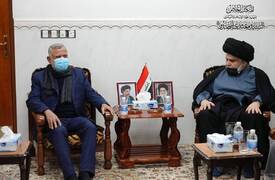 بالصور .. الصدر يستقبل رئيس تحالف الفتح هادي العامري في النجف الأشرف